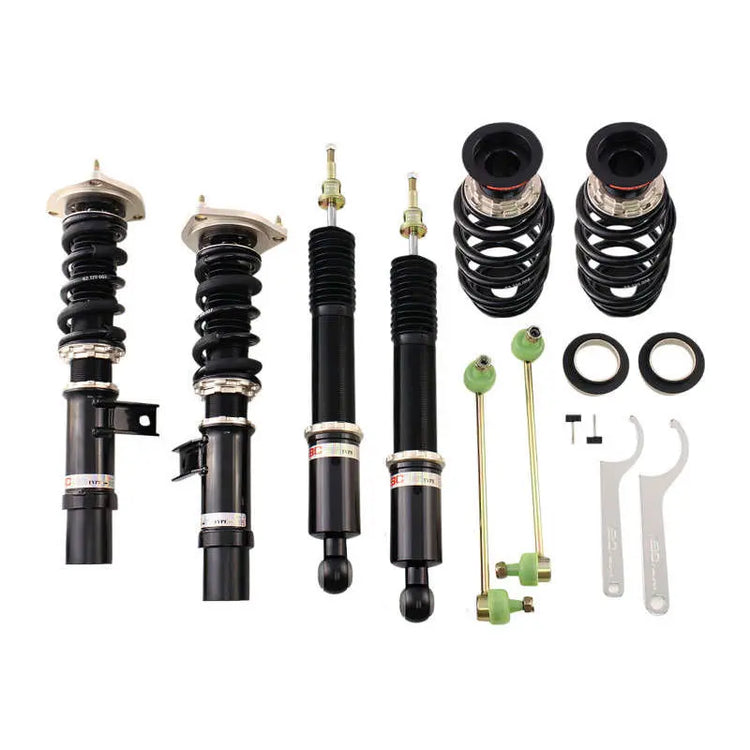 A front view of BC Racing BR Series Coilovers (B6/B7) for Volkswagen Passat 2012-2016 with white background