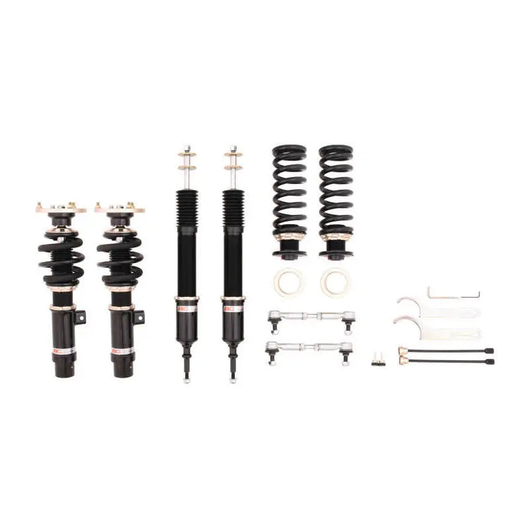 A front view of BC Racing BR Series Coilovers (E90) for BMW 3 Series 2006-2011 with white background