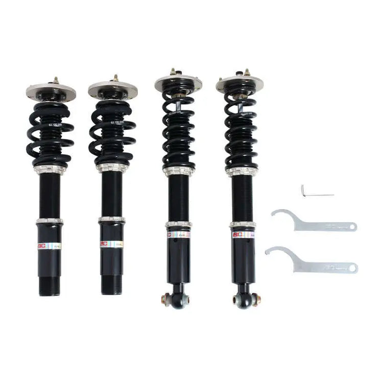A front view of BC Racing BR Series Coilovers (E39 RWD) for BMW M5 2000-2003 with white background