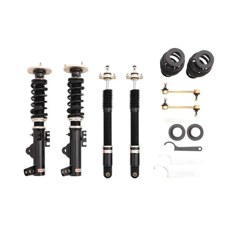 A front view of BC Racing BR Series Coilovers (E36/7/8 RWD) for BMW 650i Gran Coupe 2019 with white background