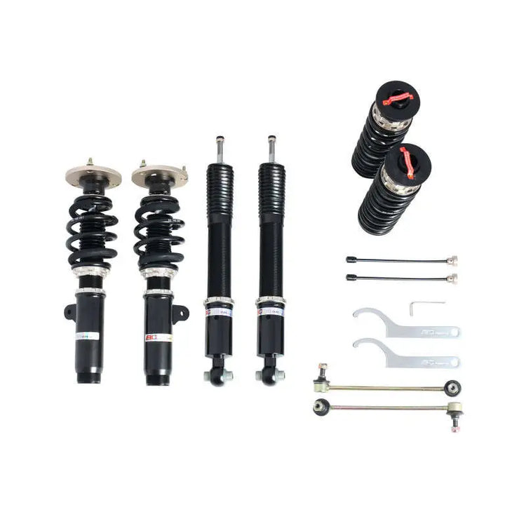 A front view of BC Racing BR Series Coilovers (E90/92 M3) for BMW M3 2008-2013 with white background