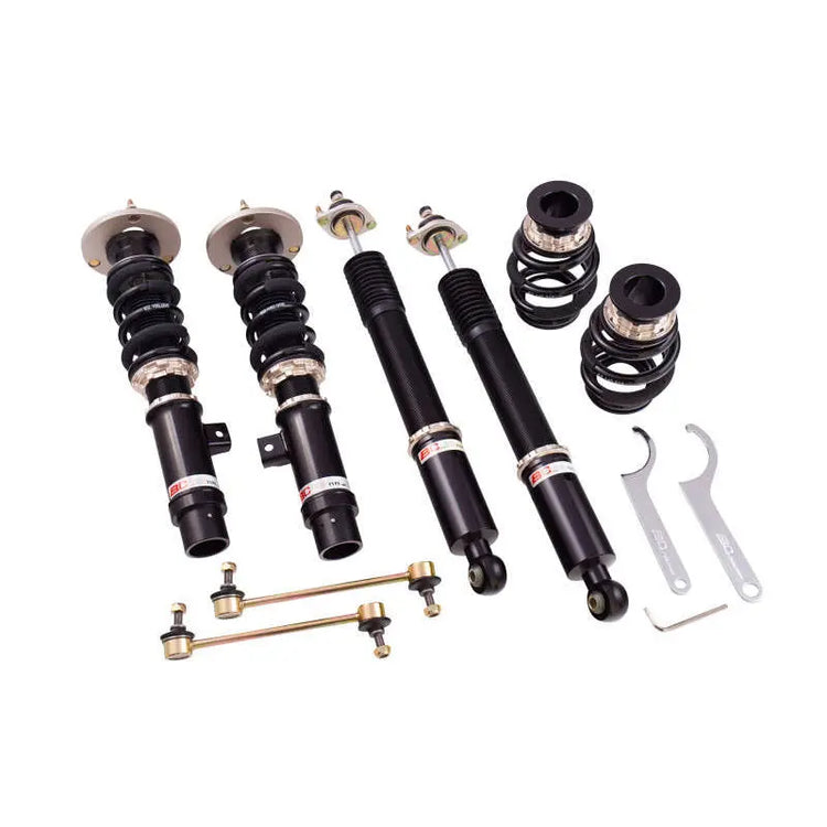 A front view of BC Racing BR Series Coilovers for BMW 650i Gran Coupe 2015 with white background
