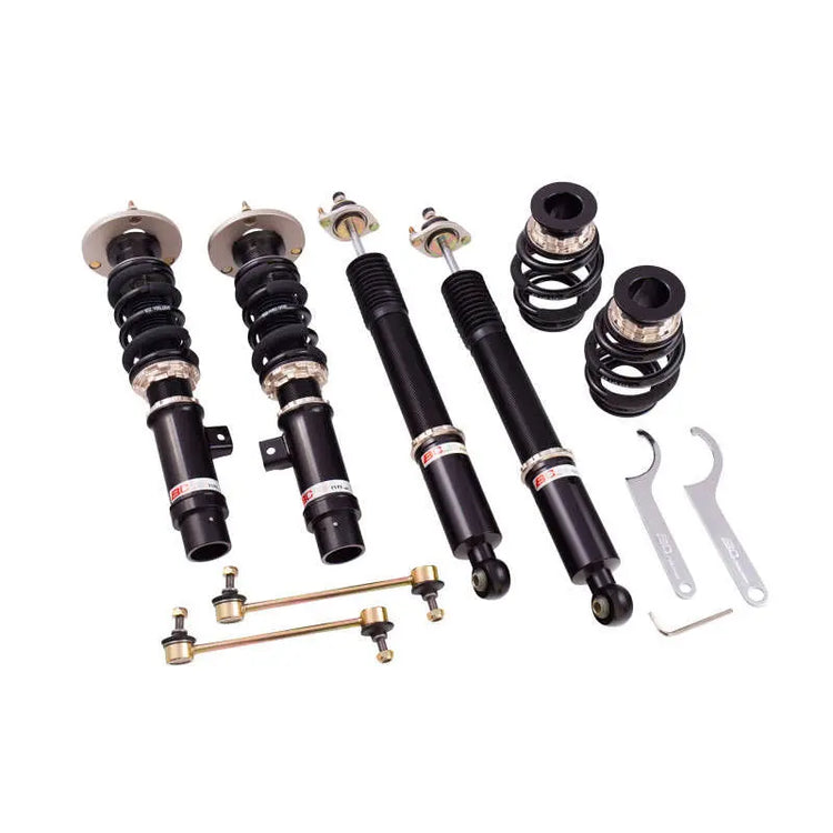 A front view of BC Racing BR Series Coilovers (E46 M3) for BMW M3 2001-2006 with white background
