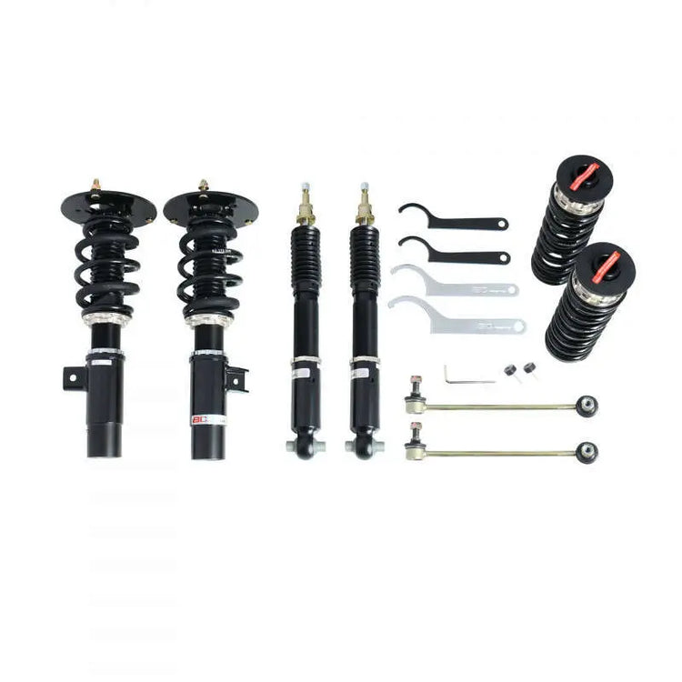 A front view of BC Racing BR Series 3-Bolt Top Coilovers (F32 AWD) for BMW 428i xDrive / 435i xDrive 2014-2015 with white background