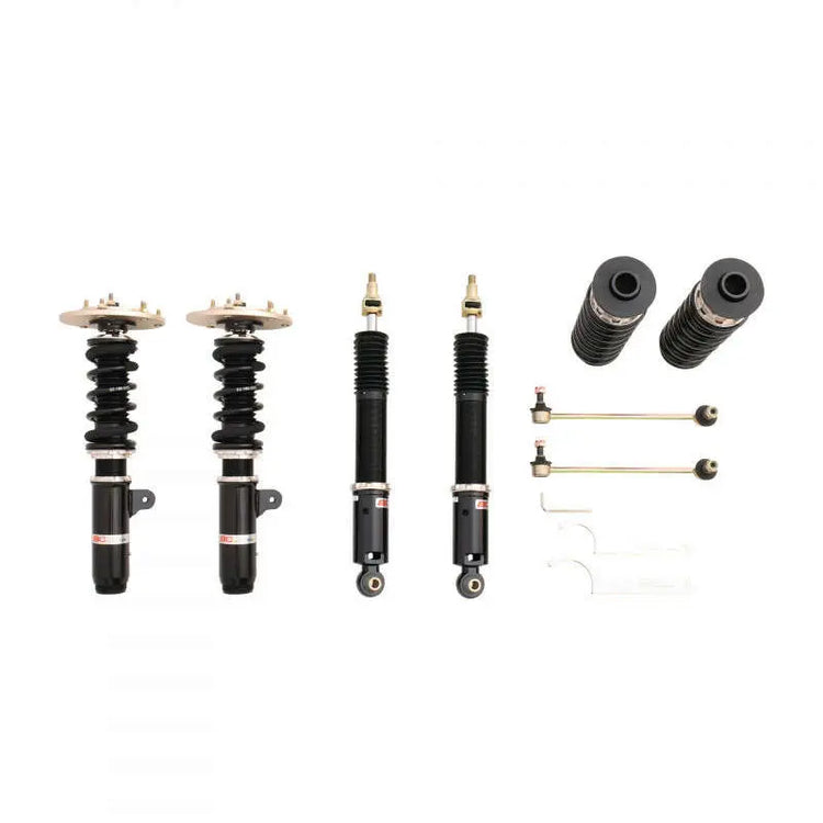 A front view of BC Racing BR Series 5-Bolt Top Coilovers (F80) for BMW 4 Series 2014-2020 with white background