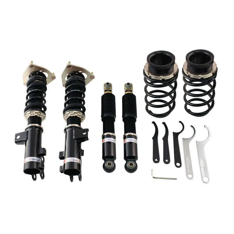 A front view of BC Racing BR Series Coilovers (FS) for Hyundai Veloster 2012-2017 with white background