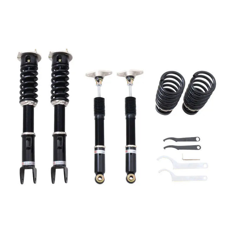 A front view of BC Racing BR Series Coilovers (BH) for Hyundai Genesis 2012-2014 with white background
