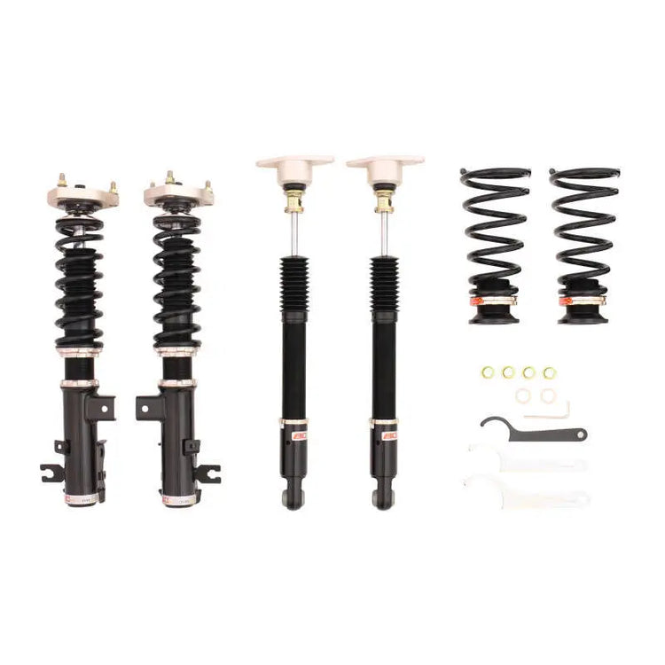 A front view of BC Racing BR Series Coilovers (KE2FW/KE2AW/KEEFW) for Mazda CX-5 2013-2016 with white background