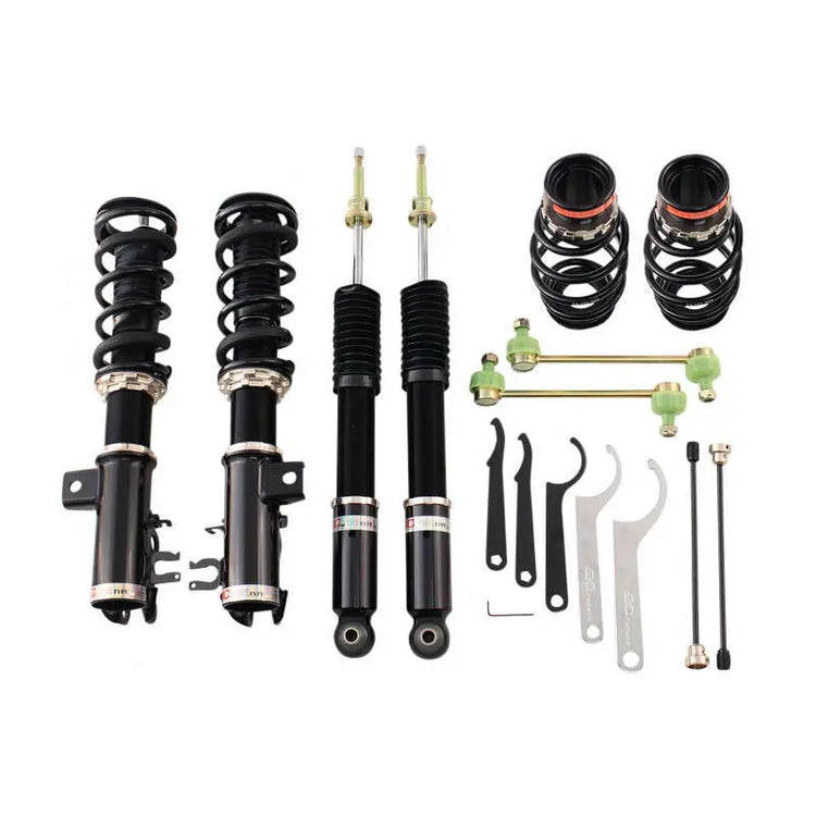 A front view of BC Racing BR Series Coilovers (T300) for Chevrolet Sonic 2012-2020 with white background