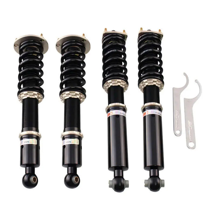 A front view of BC Racing BR Series Coilovers (GXE10/JEC10) for Lexus IS300 2001-2005 with white background