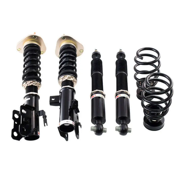 A front view of BC Racing BR Series Coilovers (ZWA10) for Lexus CT200h 2011-2017 with white background
