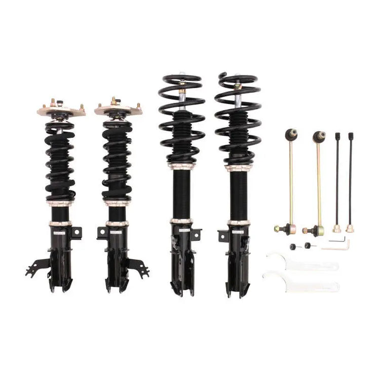 A front view of BC Racing BR Series Coilovers (XV60/XX40) for Lexus ES350 2013-2018 with white background