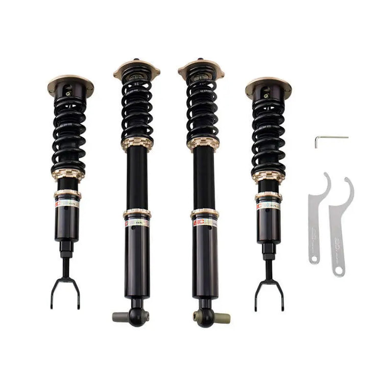 A front view of BC Racing BR Series Coilovers (B5) for Audi A4 1996-2001 with white background