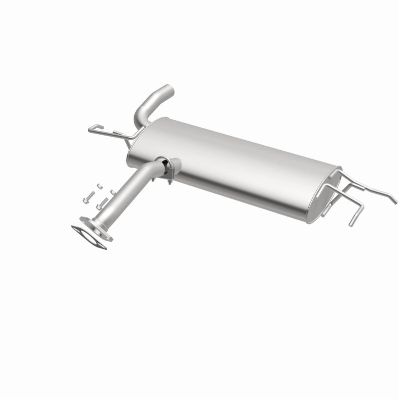 BRExhaust 108-0160 muffler, opposite front three-quarter view of the turntable spin