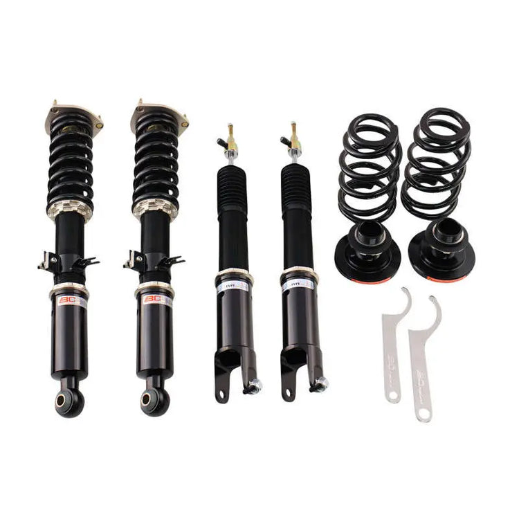A front view of BC Racing BR Series Coilovers (V36) for Infiniti G35 / G37 / Q40 / Q60 2007-2015 with white background