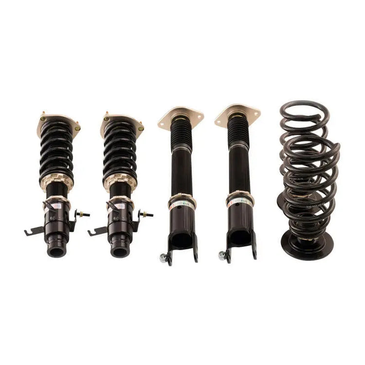 A front view of BC Racing BR Series Coilovers (Y50) for Infiniti M35 2006-2010 with white background