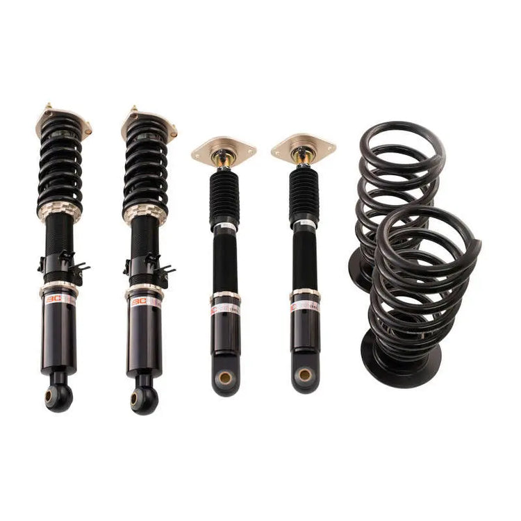 A front view of BC Racing BR Series Coilovers (V36 Vert) for Infiniti G37 Convertible / Q60 RWD 2009-2015 with white background