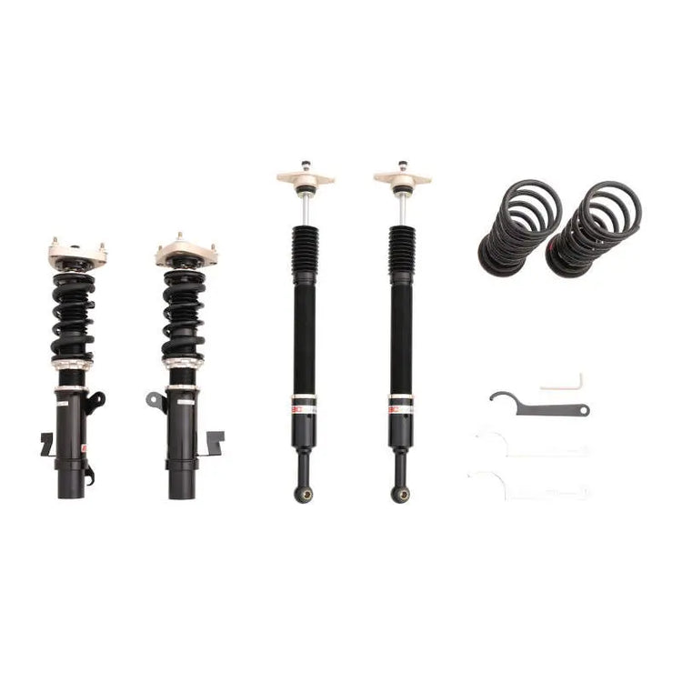 A front view of BC Racing BR Series Coilovers (P11/P12) for Volvo S40 / V50 2005-2011 with white background