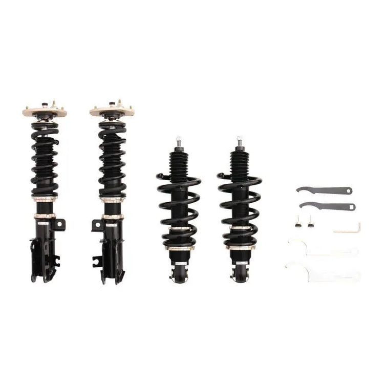 A front view of BC Racing BR Series Coilovers (P2) for Volvo S60 / V70 2000-2009 with white background