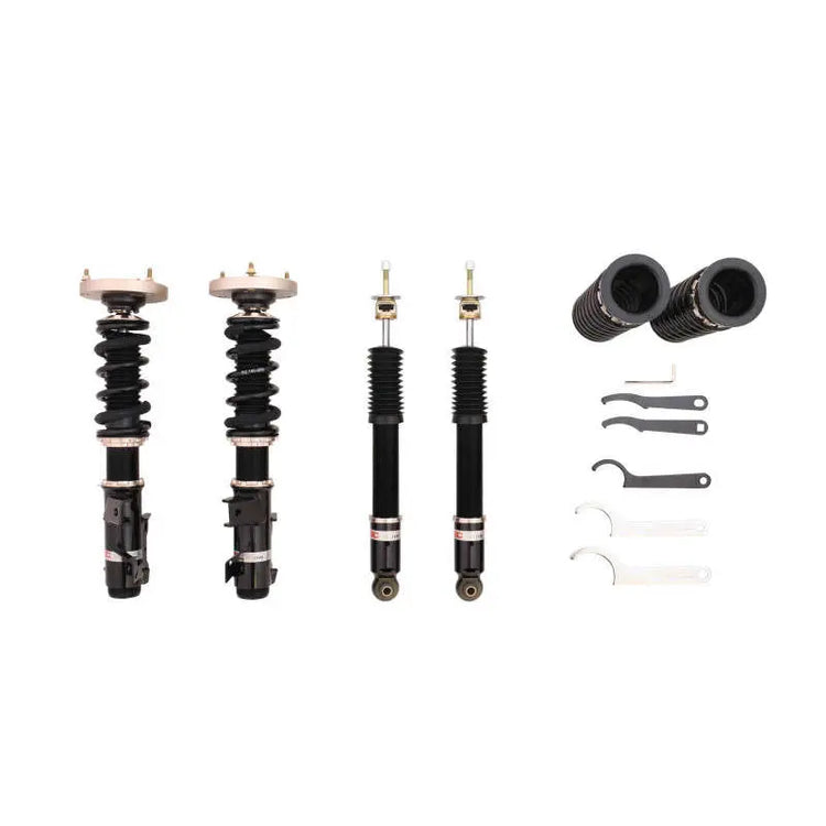 A front view of BC Racing BR Series Coilovers (Alpha) for Cadillac ATS RWD 2013-2019 with white background