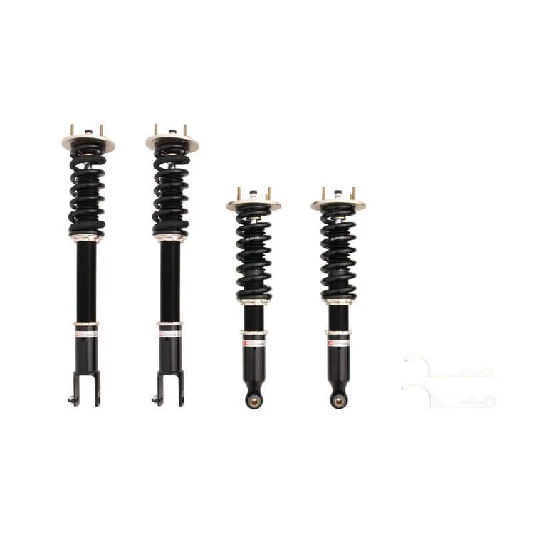 A front view of BC Racing BR Series Coilovers (X350/X358) for Jaguar XJ8 2003-2009 with white background