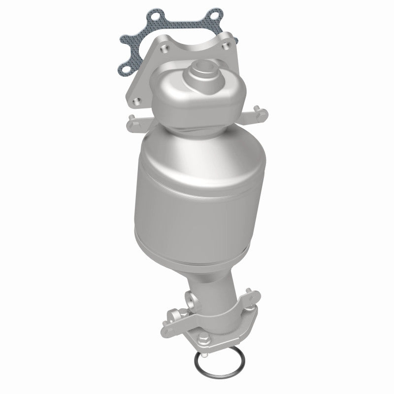MagnaFlow 5582741 carb manifold converter, rear three-quarter view of the turntable spin