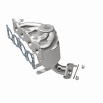 MagnaFlow 52777 oem grade manifold converter, front three-quarter view of the turntable spin