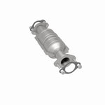 MagnaFlow 5571469 carb direct-fit catalytic converter, rear three-quarter view of the turntable spin