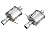 AWE Track-to-Touring kit for the 2022+ GLI: two 180 Technology rear muffler sections on white