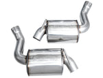 AWE Nissan Z Track-to-Touring kit: two 180 Technology rear resonator sections on white