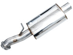 AWE GR Corolla Track-to-Touring kit: front section with polished 180 Technology muffler on white