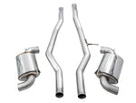 AWE GR Supra Track-to-Non-Resonated Touring kit: two straight mid pipes and two 180 Technology mufflers