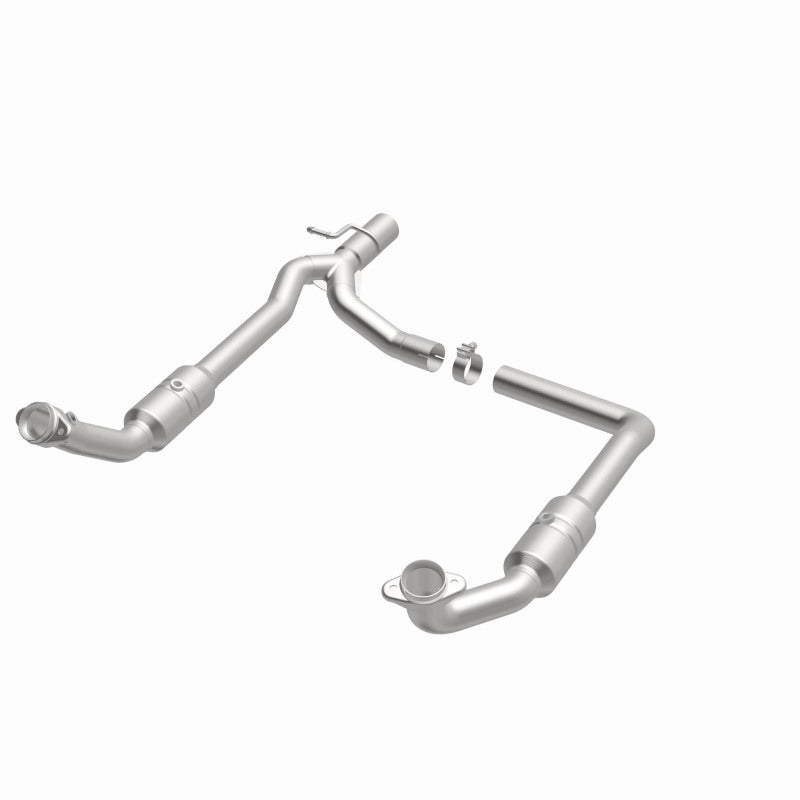 MagnaFlow 5551294 carb direct-fit catalytic converter, opposite front three-quarter view of the turntable spin