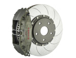 A front view of Brembo 328x352-Piece 4-Piston Iron Type 5 Rotors for Mitsubishi Lancer Evo X with white background