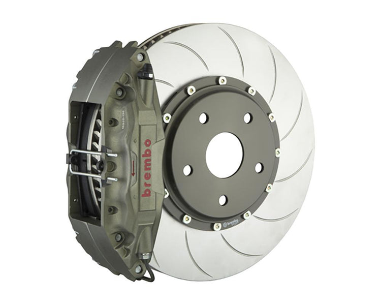A front view of Brembo 328x35 2-Piece 4-Piston Type 5 Front Rotors for Honda Civic Si Coupe (FC3) / Sedan (FC1) with white background