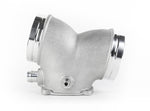 Side profile of the 74mm Y plenum showing breather nipple and capped sensor port - IPD for Porsche 987.1 Cayman