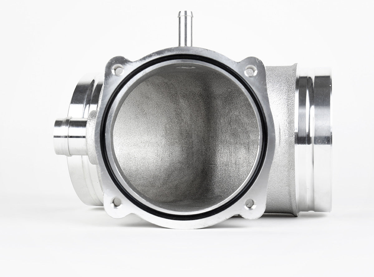 74mm Y plenum throttle body flange with O-ring seal and top vacuum nipple - IPD for Porsche 987.1 Cayman