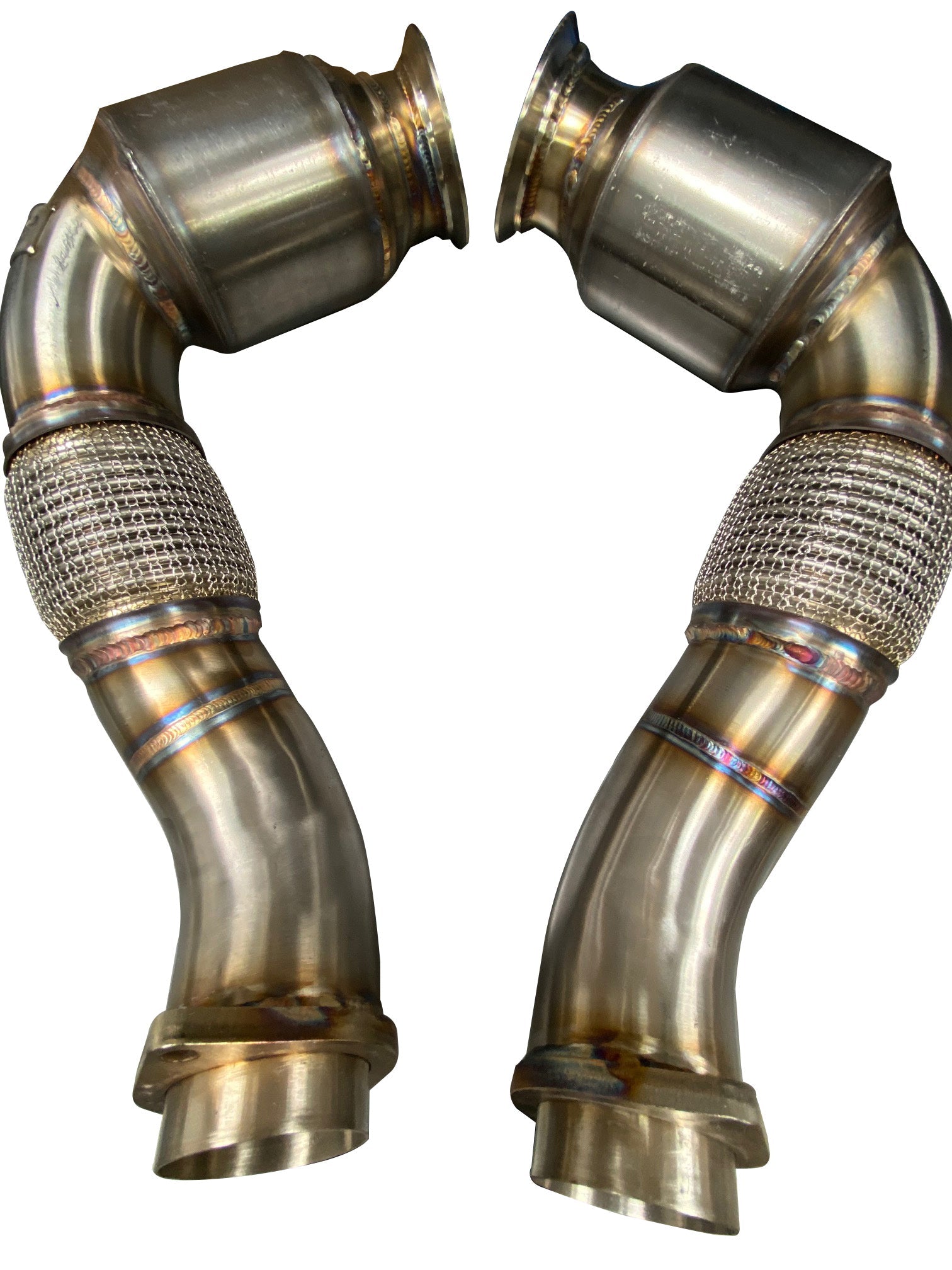 Active Autowerke AFlow Catted Downpipes for BMW G-Chassis N63B X5 X6 X7 M550i 2019+ angle view