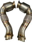 Active Autowerke AFlow Catted Downpipes for BMW G-Chassis N63B X5 X6 X7 M550i 2019+ angle view