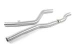 The image showcases the mid pipe of the Dinan Valved Cat-Back Exhaust for the BMW X3 M40i and X4 M40i on a white background.