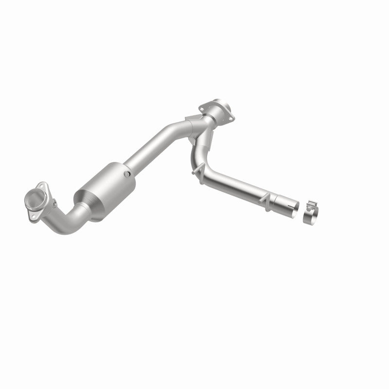 MagnaFlow 4451165 carb direct-fit catalytic converter, opposite front three-quarter view of the turntable spin