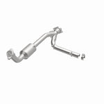 MagnaFlow 4451165 carb direct-fit catalytic converter, opposite front three-quarter view of the turntable spin