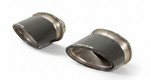Remus 8Y RS3 108mm Carbon Tail Pipe Set, pair of oval titanium tail pipes, angled view