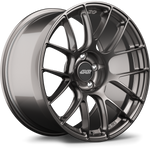 Gunmetal alloy wheel with multi-spoke design showing face and barrel profile on white background - APEX Wheels wheel for 19x12.5 ET55 5x120.65 - Anthracite