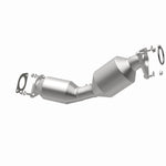 MagnaFlow 5582144 carb direct-fit catalytic converter, opposite rear three-quarter view of the turntable spin