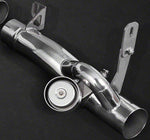 Close-up of valve and bracket on Capristo Ferrari 488 Pista valved exhaust