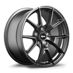 Gunmetal gray alloy wheel with ten-spoke design and black center cap on white background - APEX Wheels wheel for 17x10 ET48 5x114.3 - Satin Black