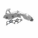 MagnaFlow 52431 oem grade manifold converter, opposite front three-quarter view of the turntable spin