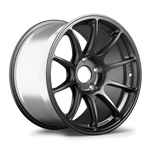Gunmetal gray forged aluminum wheel with ten-spoke design and machined center hub on white background - APEX Wheels wheel for 19x11 ET48 5x130 - Satin Black