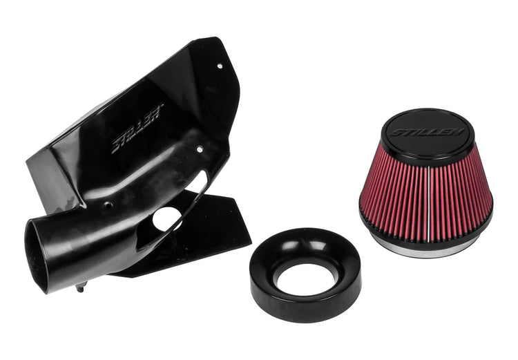 Wide over view of Stillen Hi-Flow Cold Air Intake [S50/V35] (Black) for Infiniti G35 Coupe/Sedan 2002-2005 with white background